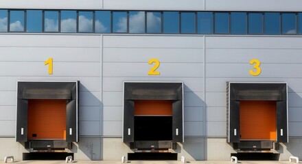 Warehouse loading docks doors logistics distribution shipping receiving bays industrial building exterior
