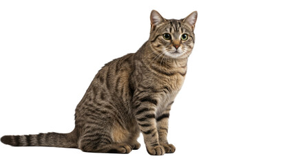 Obraz premium Brown Tabby Cat Sitting Isolated 10.