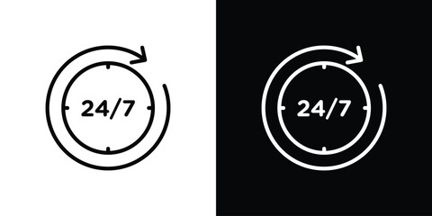 24 7 icon in trendy stroke thin linear style.