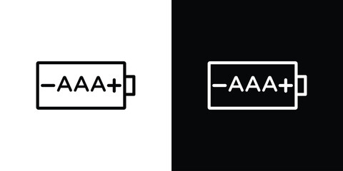 AAA battery icon in trendy stroke thin linear style.