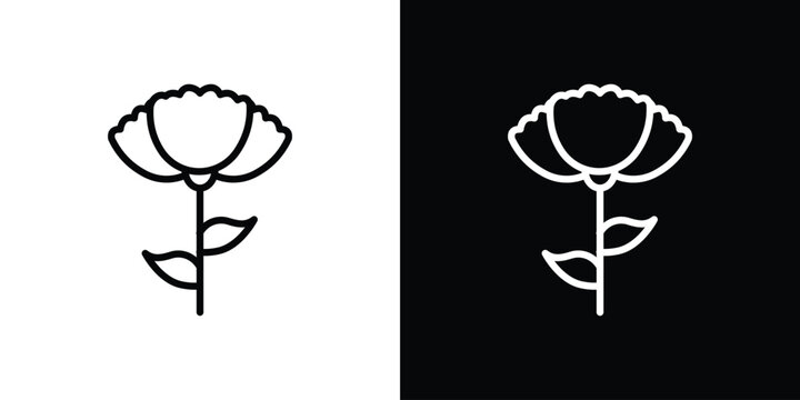Carnation icon in trendy stroke thin linear style.