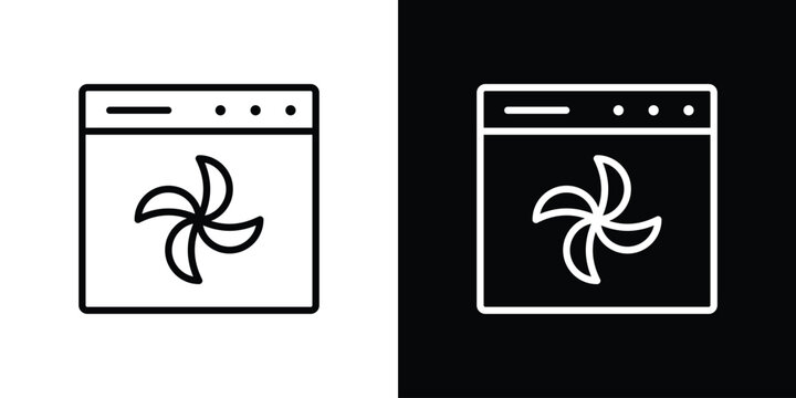 Convection turbofan stove icon in trendy stroke thin linear style.