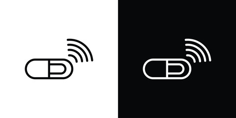 Dog microchip icon in trendy stroke thin linear style.