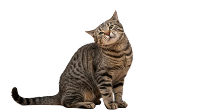 Curious Tabby Cat Tilting Head.