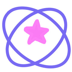 Pink Star with Purple Orbits