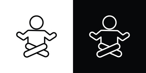 Meditating icon in trendy stroke thin linear style.