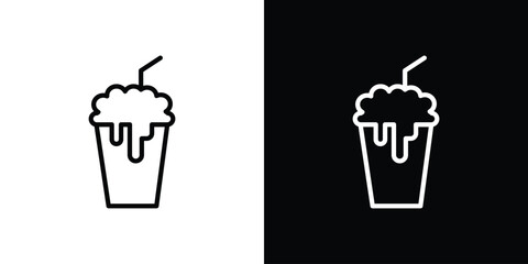 Milkshake icon in trendy stroke thin linear style.