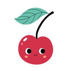 Cute cherry in kawaii style,vector illustration.