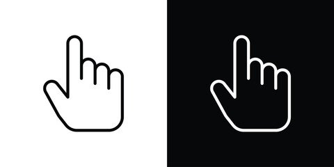 Pointing hand icon in trendy stroke thin linear style.
