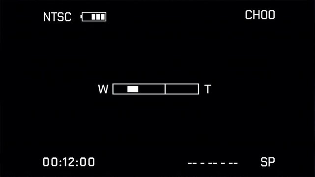 Analog VHS Broadcast Camera Viewfinder Menu Screen Seamless 4K Video Background Overlay Effect Loop