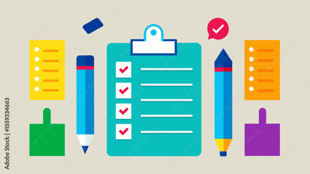 Aufkleber lists and reminders written in different colored pens a strategy for individuals with adhd to manage