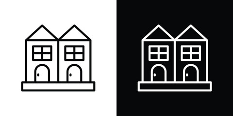 Terraced Houses icon in trendy stroke thin linear style.