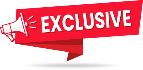 Exclusive Banner Megaphone Label for Promotions, Sales, and Ads – Special Offer Badge,  web element or template design.