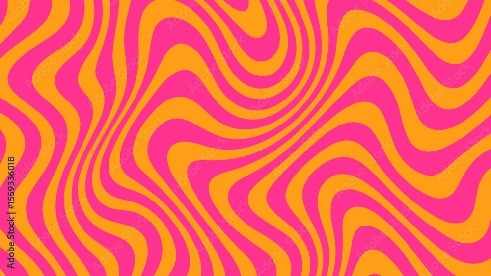 Aufkleber Abstract groovy vector background with fluid psychedelic wave pattern. Colorful retro inspired design for wallpaper, fabric, or graphic element.