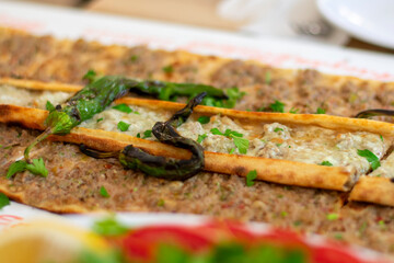 Meat bread dish famous in Konya region of Türkiye