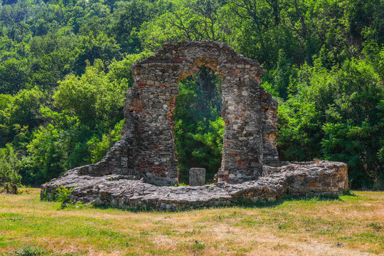 Image of Vodita Monastery, built in XIV century by St. Nicodemus, by order of the Prince Vladislav I,  located near the village V&acirc;rciorova in Mehedinti county, Romania, Europe
