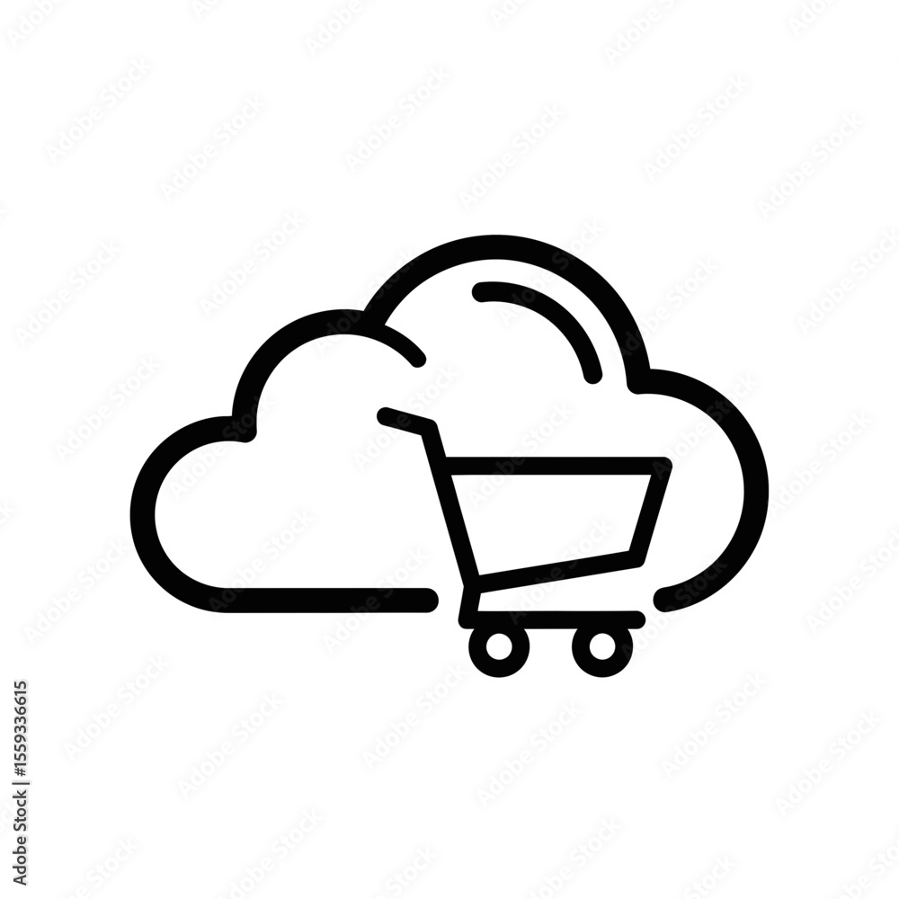 Poster cloud computing shopping cart vector icon