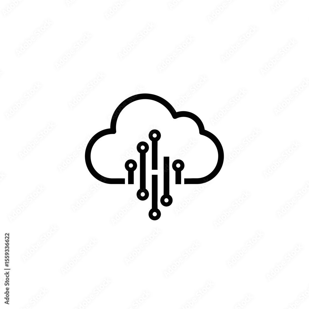 Poster cloud computing vector icon with digital connections