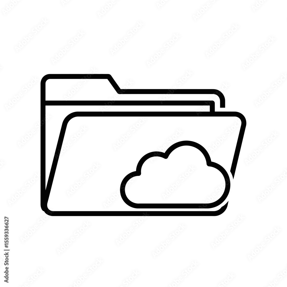 Poster cloud computing folder icon vector illustration in minimalist style