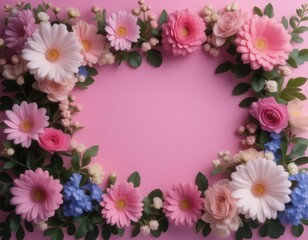 frame of pink flowers