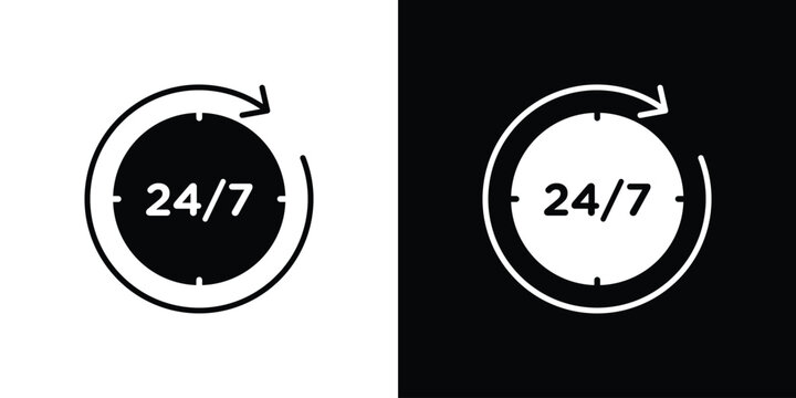 24 7 icon in trendy stroke thin linear style.