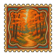 Obraz premium PNG Vintage autumn forest stamp
