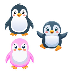 Fototapeta premium キュートなペンギンのイラスト素材セット