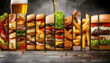 collage of various fast food products and drinks