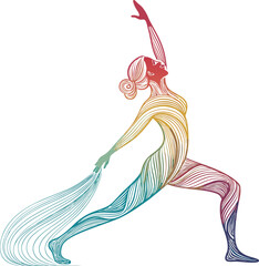 Abstract Vector Yoga Figure with Gradient Lines – Modern Minimalist Illustration

