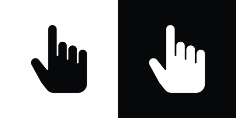 Obraz premium Pointing hand icon in trendy stroke thin linear style.