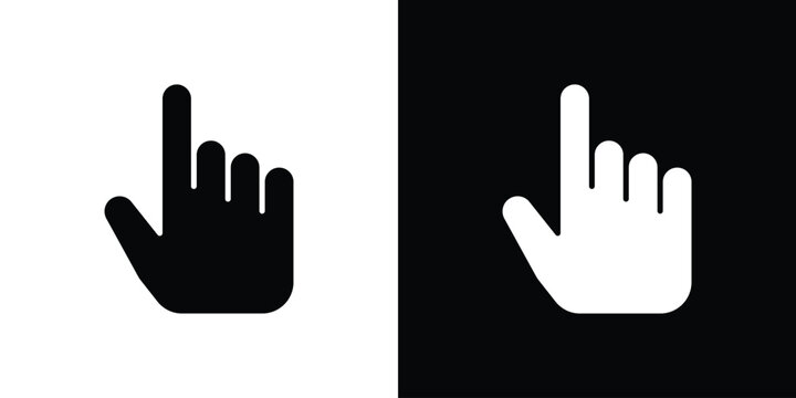 Pointing hand icon in trendy stroke thin linear style.