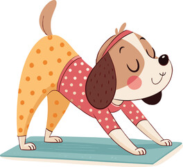 Cute Vector Cartoon Character Doing Downward Dog Pose – Fun Yoga Illustration

