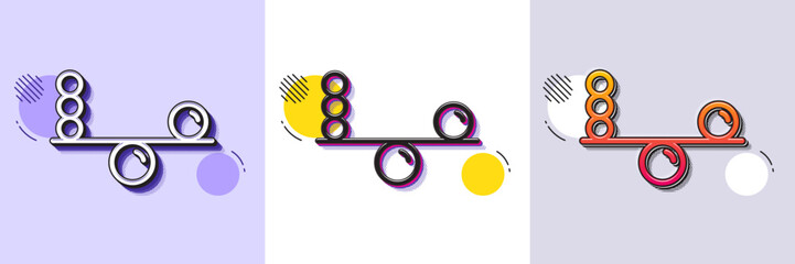 Balance line icon. Halftone dotted pattern. Gradient icon with grain shadow. Mind stability sign. Concentration symbol. Line balance icon. Various designs. Vector