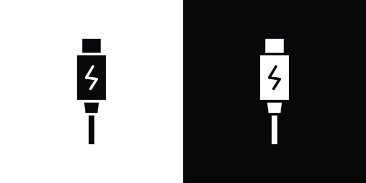 USB type c icon in trendy stroke thin linear style.