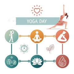 Flat Vector Timeline Illustration Showing the Evolution of International Yoga Day

