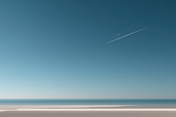 photorealistic ultraminimalist depiction of clear sky featuring single compass in foreground