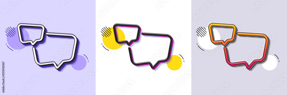 Poster speech bubble line icon. halftone dotted pattern. gradient icon with grain shadow. chat sign. social