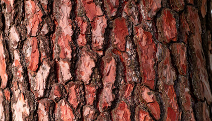 Close up pattern of a red tree bark texture background; unique and unusual wood grain