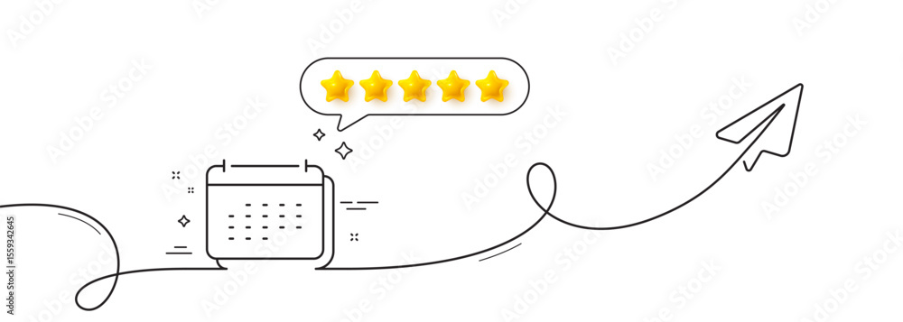 Poster calendar line icon. continuous line with share plane. annual planner sign. event schedule symbol. fi