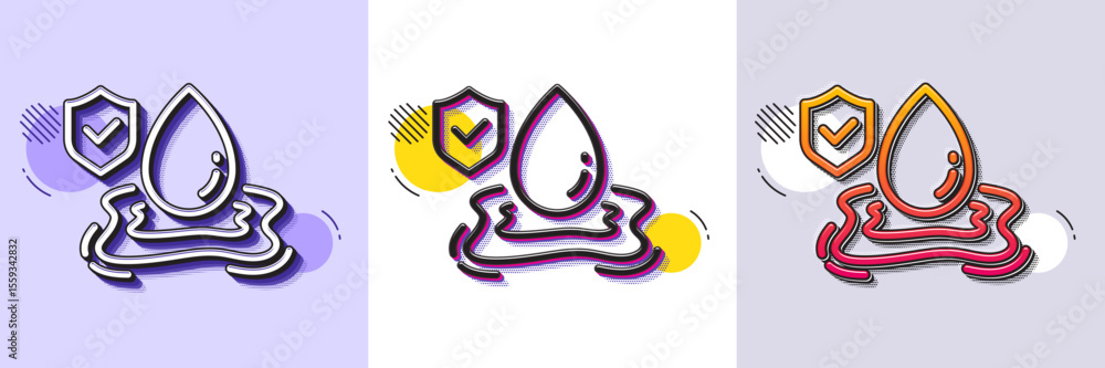 Poster flood insurance line icon. halftone dotted pattern. gradient icon with grain shadow. flooding risk c