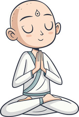 Clean Vector Character with Closed Eyes in Zen Meditation Pose Illustrator Artwork