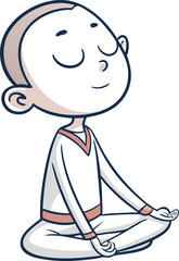 Clean Vector Character with Closed Eyes in Zen Meditation Pose

