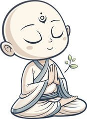 Clean Vector Character with Closed Eyes in Zen Meditation Pose


