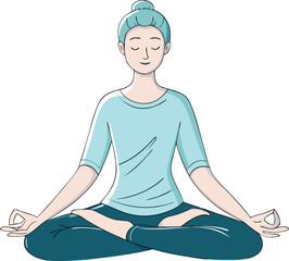 Clean Vector Concept Illustration of Stress Relief through Meditation Illustrator Artwork