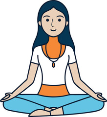 Minimal Line Art Vector of Woman in Lotus Pose – Flat Isometric Yoga Illustration

