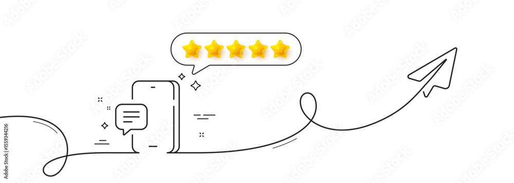 Aufkleber phone message line icon. continuous line with share plane. smartphone or cellphone sign. mobile acce
