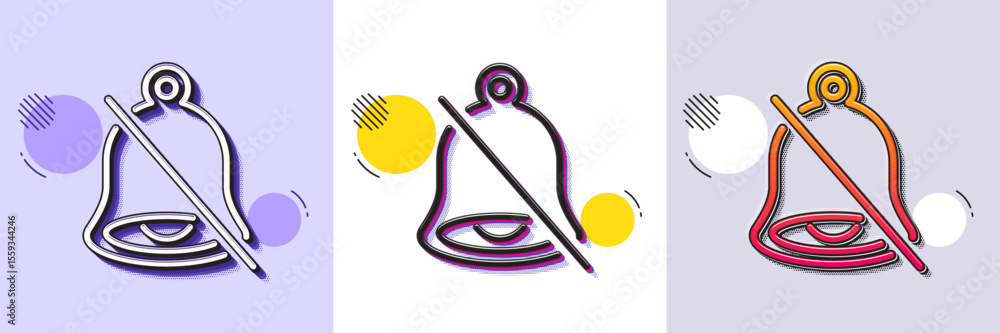 Poster mute line icon. halftone dotted pattern. gradient icon with grain shadow. bell alert sign. no sound 