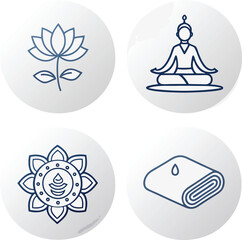 Simple and Elegant Vector UI-Style Icon Set of Meditation and Yoga Items Illustrator Artwork