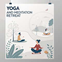 Simple and Elegant Vector Poster for Yoga and Meditation Retreat

