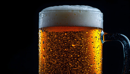 mug of beer on dark background